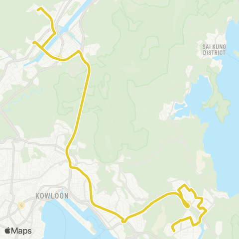 Citybus Tiu Keng Leng Sta - Fo Tan (Chun Yeung Estate) map