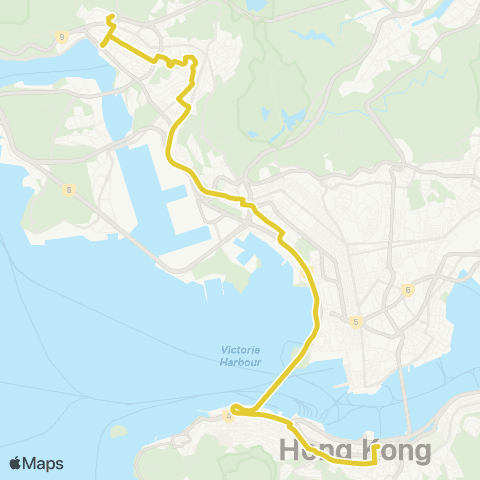Citybus Exhibition Ctr Sta - Tsuen Wan (Discovery Pk) map