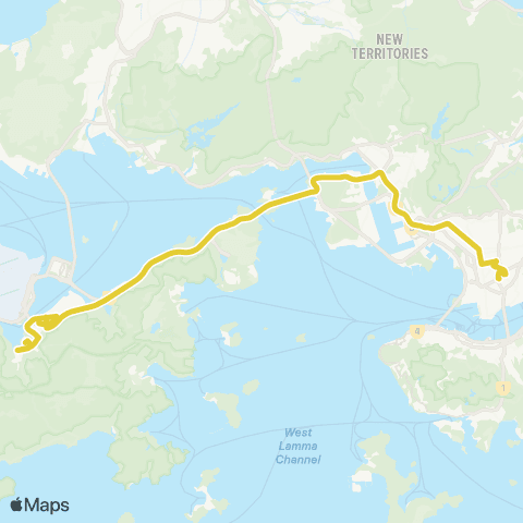 Citybus Ho Man Tin (Oi Man Estate) - Tung Chung (Yat Tung Estate) map