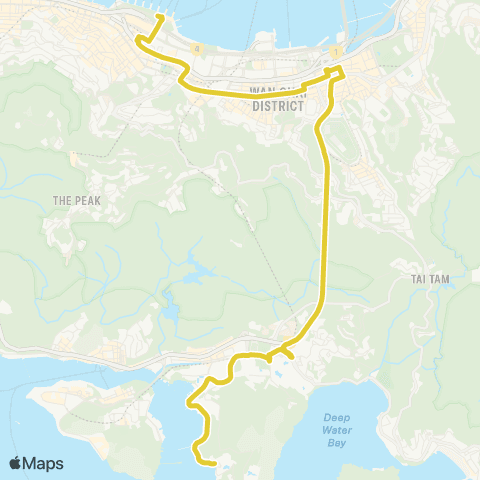 Citybus Central (Star Ferry) - Ocean Pk (Main Entrance / Water World) map