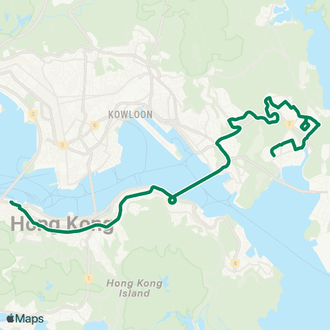 Kowloon Motor Bus Tiu Keng Leng - Central (Macao Ferry) map