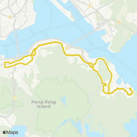 Citybus Siu Sai Wan (Island Resort) - Wan Chai (Harbour Rd) (Circular) map