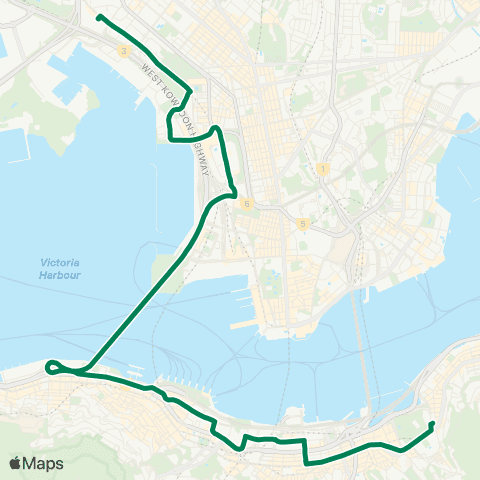 Kowloon Motor Bus Hoi Lai Estate - Causeway Bay (Tin Hau) map