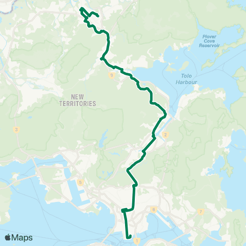 Kowloon Motor Bus Tsim Sha Tsui E (Mody Rd) - Fanling (Luen Wo Hui) map
