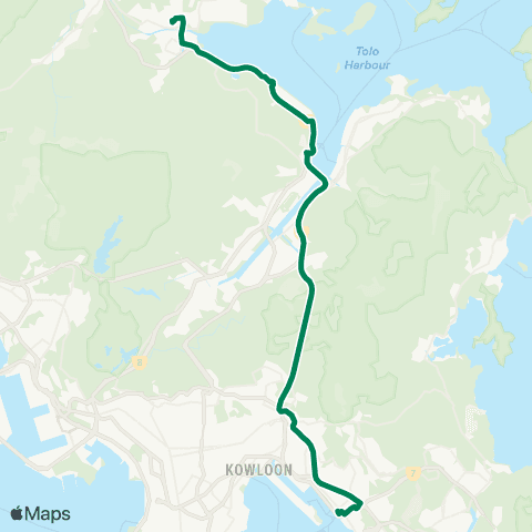 Kowloon Motor Bus Kwun Tong Ferry - Tai Po Central map