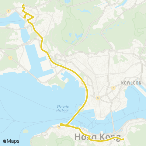 Citybus Causeway Bay (Moreton Ter) - Tsuen Wan (Discovery Pk) (via Nina Tower On Journey to Causeway Bay) map