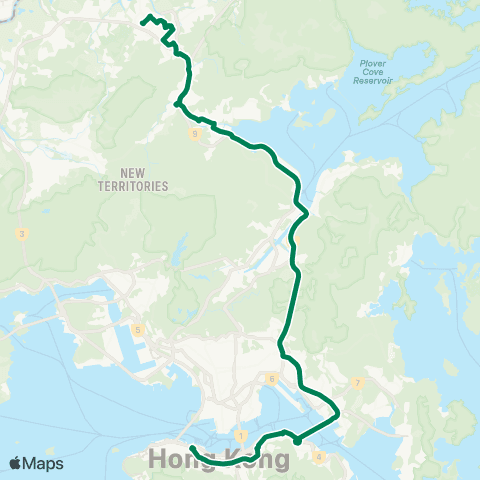 Kowloon Motor Bus Sheung Shui - Central (Hong Kong Sta) map