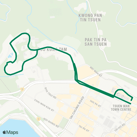 Kowloon Motor Bus Tsuen Wan Sta - Allway Gardens (Circular) map