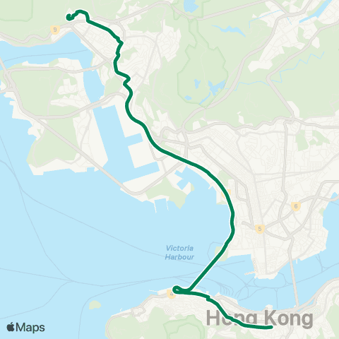 Kowloon Motor Bus Tsuen Wan (Allway Gardens) - Wan Chai (Fleming Rd) map
