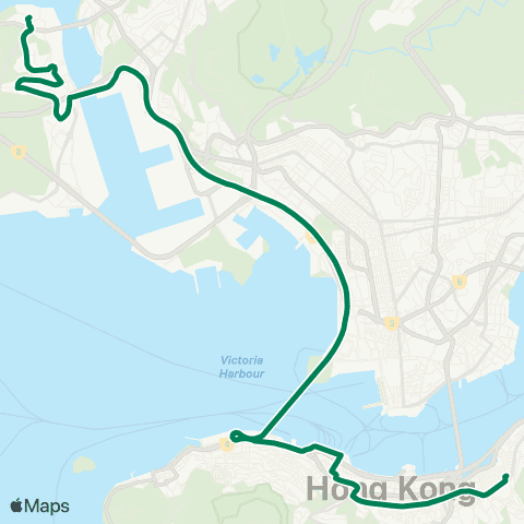 Kowloon Motor Bus Cheung On Estate - Causeway Bay (Tin Hau) map