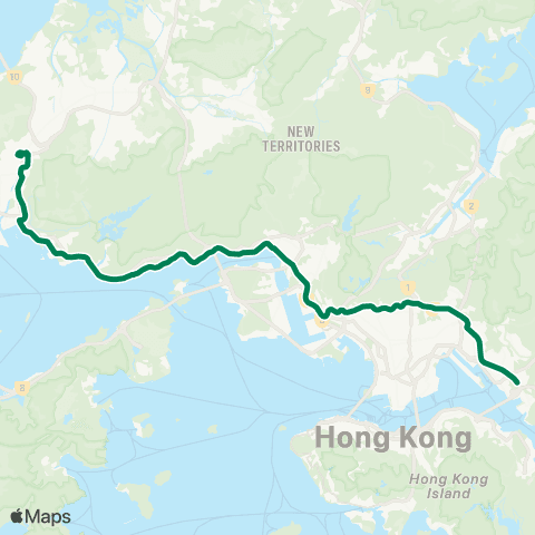 Kowloon Motor Bus Tuen Mun (Siu Hong Court) - Lam Tin Sta map