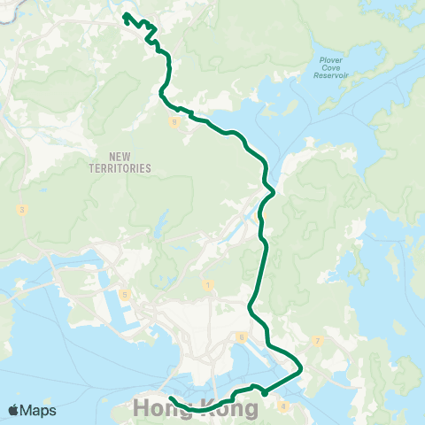 Kowloon Motor Bus Sheung Shui - Central (Rumsey Street) map