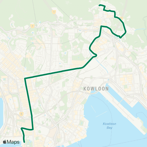 Kowloon Motor Bus Tsz Wan Shan (N) - China Ferry Term (via Fu Shan) map