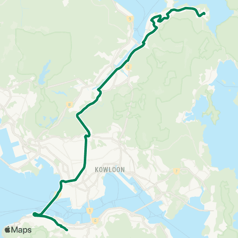 Kowloon Motor Bus Wu Kai Sha Sta - Wan Chai (Fleming Rd) map
