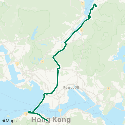 Kowloon Motor Bus Yiu On - Wan Chai (Fleming Road) map
