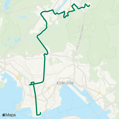 Kowloon Motor Bus Tsim Sha Tsui E (Mody Rd) - Wong Nai Tau map
