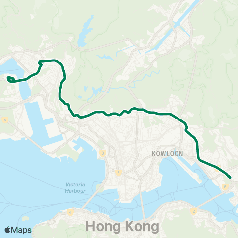Kowloon Motor Bus Tsing Yi Station - Lam Tin Station map