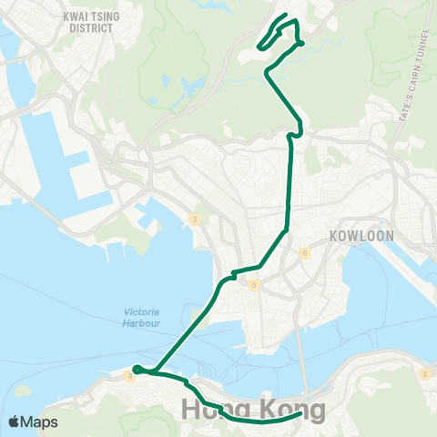 Kowloon Motor Bus Tin Sam Village - Wan Chai (Hennessy Rd) map