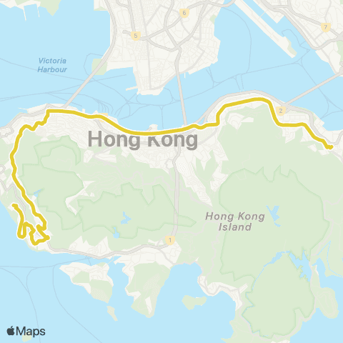 Citybus Cyberport - Shau Kei Wan map