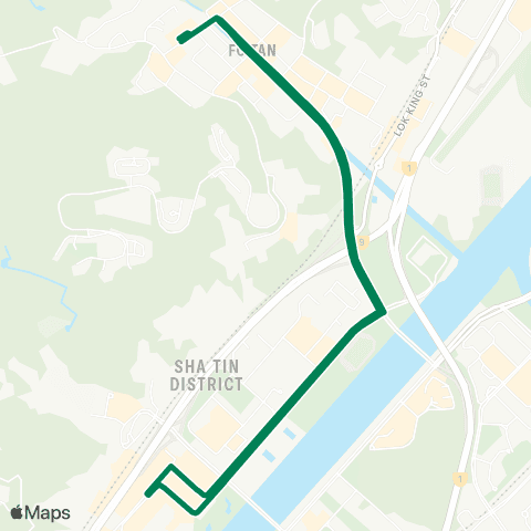 Kowloon Motor Bus Fo Tan Chun Yeung Estate - Sha Tin Central (Circular) map