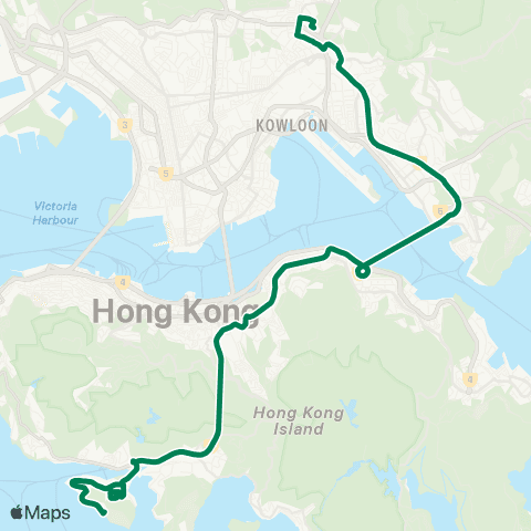 Kowloon Motor Bus Ap Lei Chau Lee Lok St - Diamond Hill Sta map