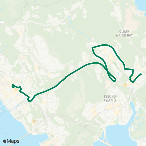 Kowloon Motor Bus Hang Hau (N) (Tseung Kwan O Hosp) - Kwun Tong (via Po Lam) map