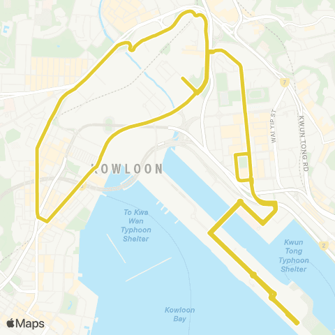 Citybus Kai Tak Cruise Term - to Kwa Wan (Circular) map