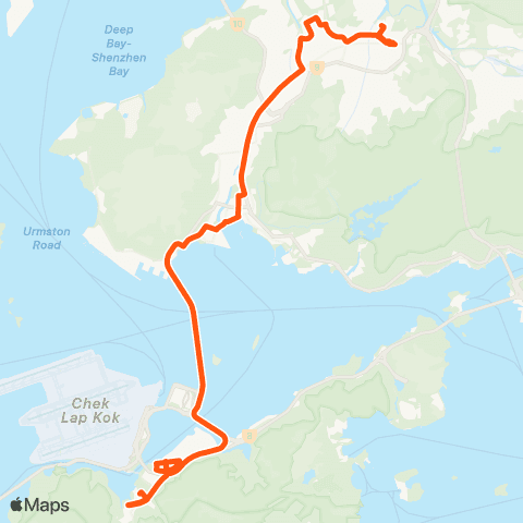 Long Win Bus Yuen Long (Tak Yip St) - Tung Chung (Yat Tung) map
