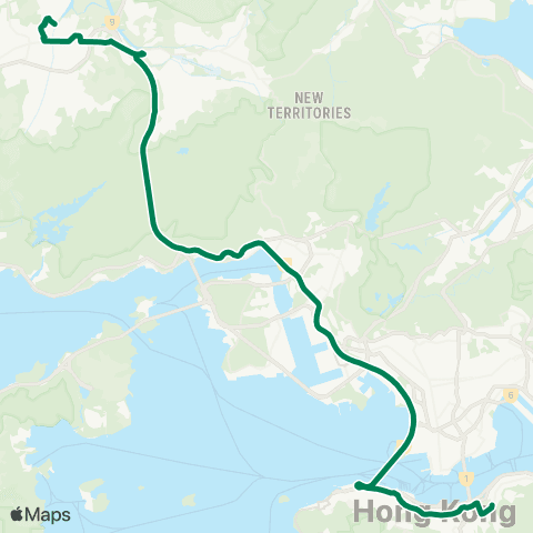 Kowloon Motor Bus Yuen Long (W) - Causeway Bay (Tin Hau) map