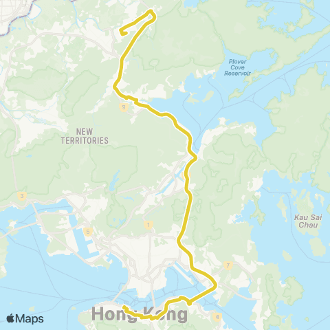 Citybus Queen's Hill Fanling - Central (Hong Kong Sta) map