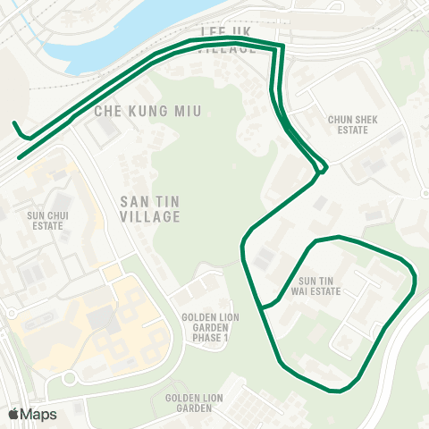 Kowloon Motor Bus Tai Wai Station - Sun Tin Wai (Circular) map