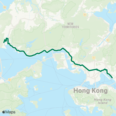 Kowloon Motor Bus Tuen Mun (Lung Mun Oasis) - Kwun Tong Ferry map