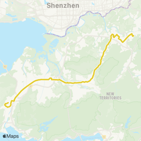 Citybus Tuen Mun (Ching Tin and Wo Tin) - Queen's Hill Fanling (via Shueng Shui Sta) map