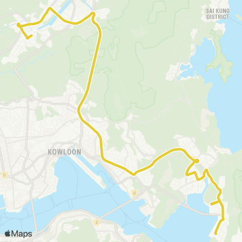 Citybus Tseung Kwan O Industrial Estate - Tai Wai Sta (via Sha Tin) map