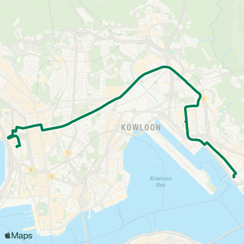 Kowloon Motor Bus Mong Kok (Park Avenue) - Kwun Tong Ferry map