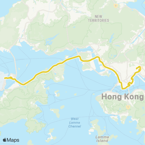 Citybus Kai Tak - Airport (via Tsim Sha Tsui & Hzmb Hong Kong Port) map