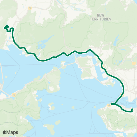 Kowloon Motor Bus Tuen Mun (Kin Sang Estate) - Wan Chai (Exhibition Ctr Sta) map