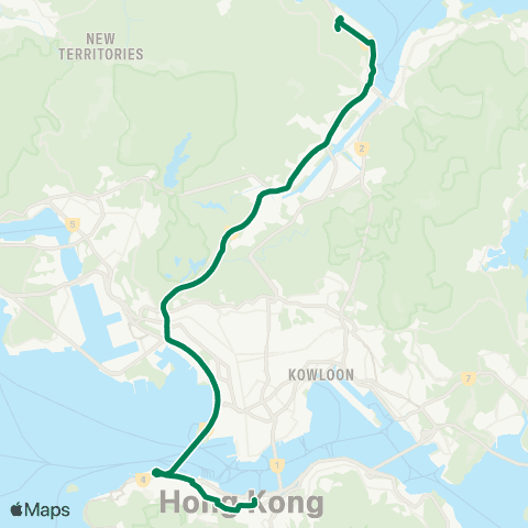 Kowloon Motor Bus Pak Shek Kok - Wan Chai (Convention Ctr) map