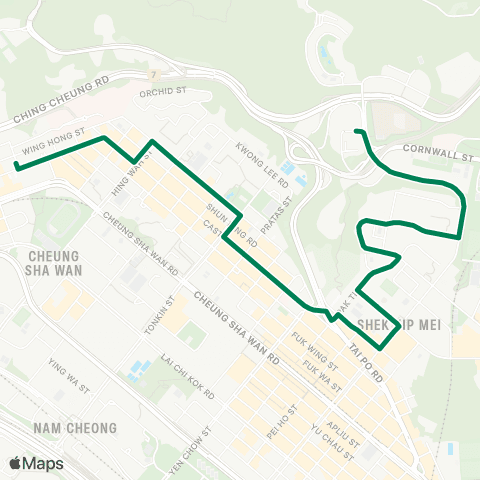 Green Minibus Services Tsing Chuen Wai - Tuen Mun Town Ctr (Circular) map