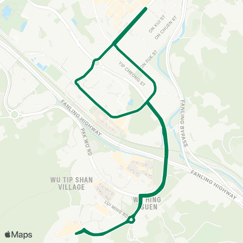 Green Minibus Services Yung Shing Court - Luen Wo Hui (Circular) (Supplementary Service) map