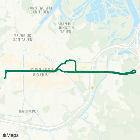 Green Minibus Services Yuen Long Stadium - Pok Oi Hosp (Circular) map