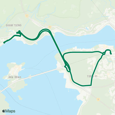 Green Minibus Services Tsing Yi Sta - Sea Crest Villa (Circular) map
