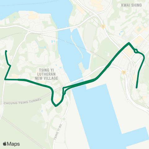 Green Minibus Services Cheung Hang - Lai King South (Circular) map