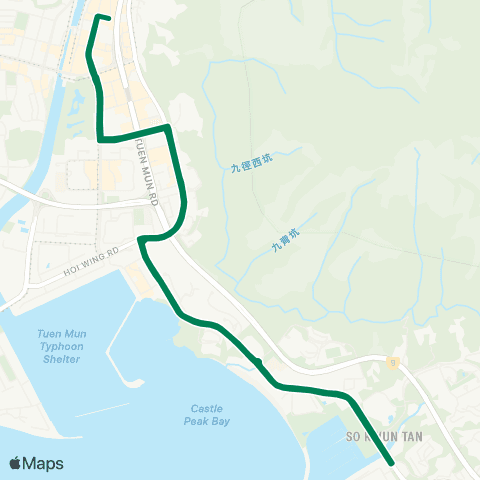 Green Minibus Services Tuen Mun Town Ctr (Ho Pong St) - So Kwun Wat (Circular) (Supplementary Service) map