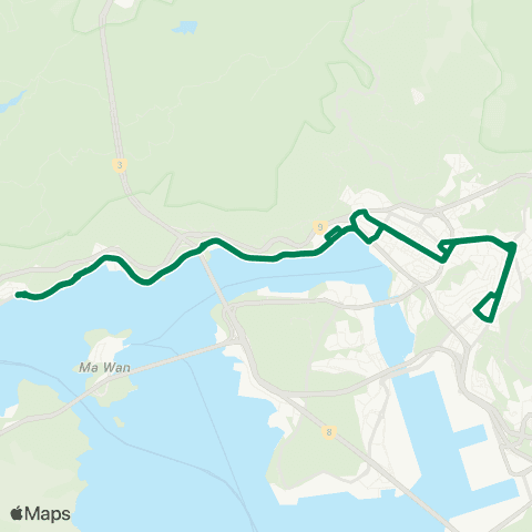 Green Minibus Services Hong Kong Garden - Kwai Fong (Circular) map