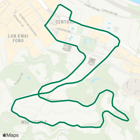 Green Minibus Services Central (Exchange Square) - Bowen Rd (Circular) map
