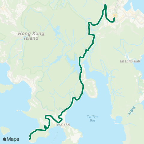 Green Minibus Services Chai Wan Sta - Chung Hom Kok (Cheshire Home) map