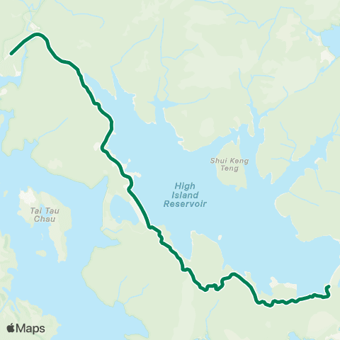 Green Minibus Services Pak Tam Chung - The E Dam, High Island Reservoir (Supplementary Route) map
