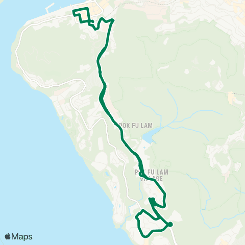 Green Minibus Services Kennedy Town Sta - Pok Fu Lam (Circular) map
