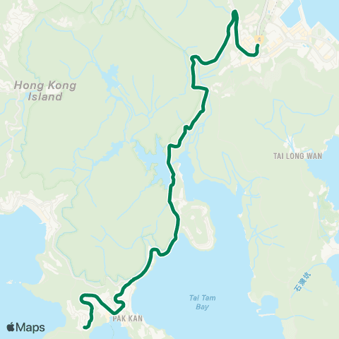 Green Minibus Services Chai Wan Station - Chung Hom Kok map